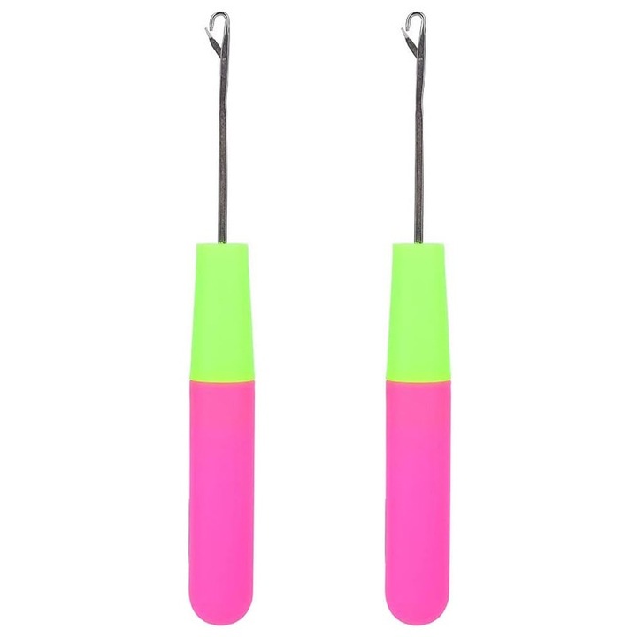 Кука за плетене на една кука с пластмасова дръжка, Supertina, комплект 2 бр., 16см, неръждаема, цветна