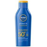 Lotiune cu protectie solara NIVEA SUN Protect & Moisture SPF 50+, cu vitamina E, hidratanta pentru corp, rezistenta la apa, 200 ml