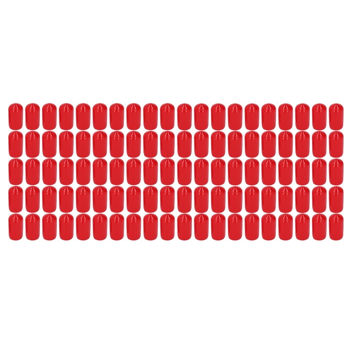 100 bucati capac de capat PVC rotund flexibil ignifug, protector de filet surub rosu 10mm