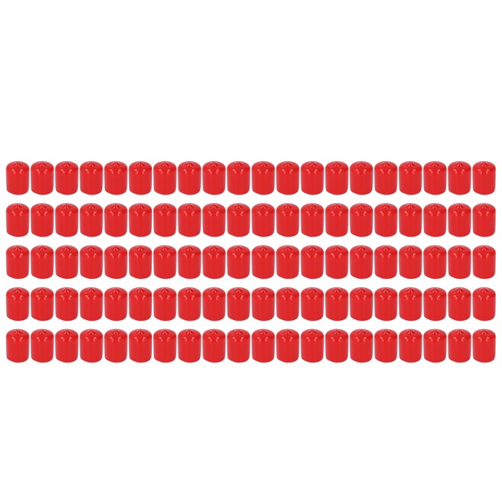 100 bucati capace de capat din PVC, rotunde, flexibile, ignifuge, protectie filet surub, rosu 18mm, Enforose