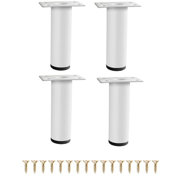 Set de 4 picioare pentru mobilier, WELUOT, alb, 30x120mm, rezistente la apa, protectie pentru podea