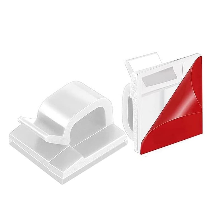 Set 35 cleme autoadezive pentru organizarea cablurilor, WELUOT, transparent