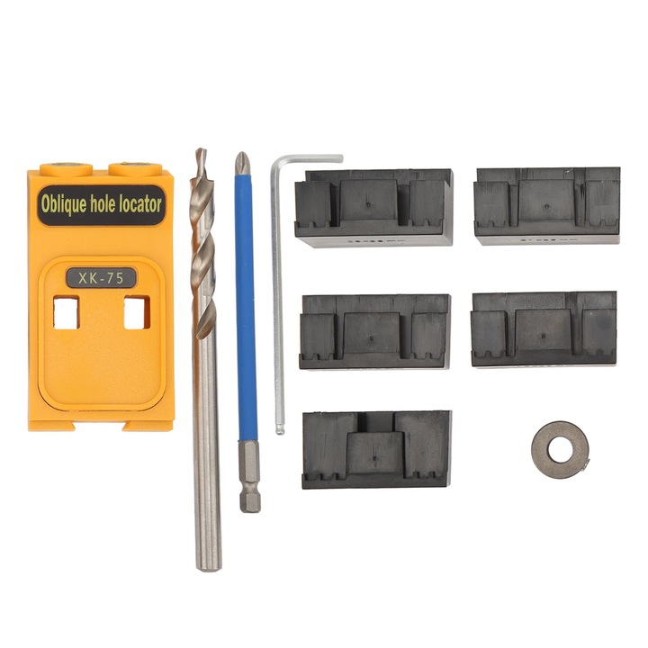 Kit instrument localizare gauri oblice, Enforose, pentru prelucrarea lemnului, accesorii pentru diverse grosimi