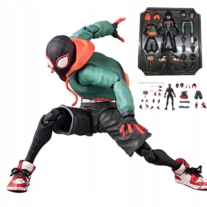 Figurina Spider-Man, Spider-Man: Into The Spider-Verse Figurina de actiune Miles Morales Sentinel SV (exclusiv) (Super Eroi), articulatii mobile cu suport de afisare, PVC, design articulat, 5 ani+, multicolor