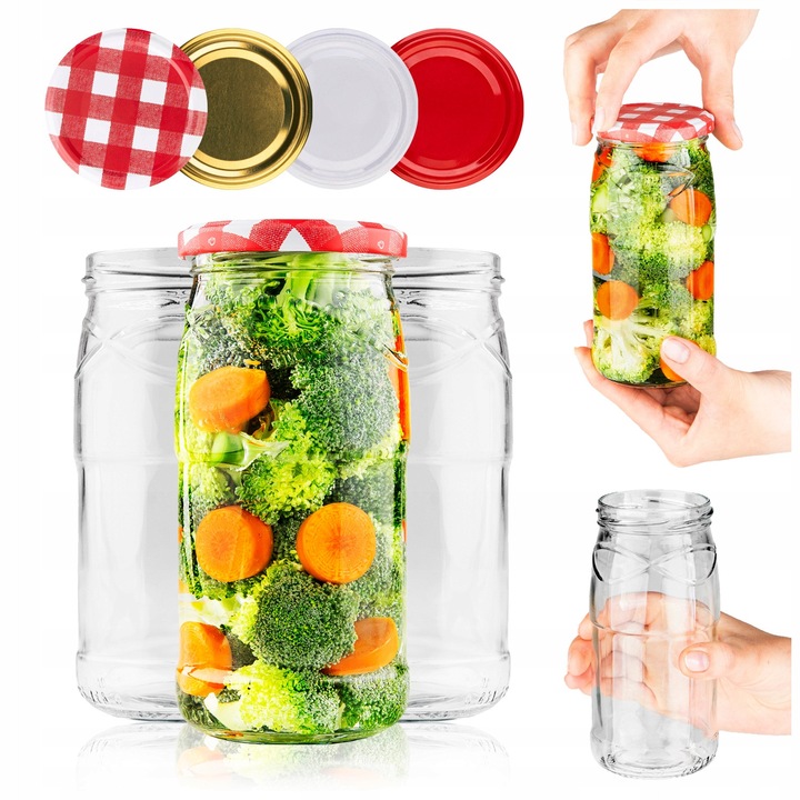 Set borcane de sticla, SuperButelki, cu capac, 470 ml, 3 kg, pentru conserve, 70 mm, 10 buc