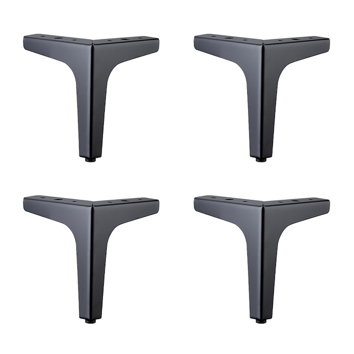 Set de 4 picioare pentru mobilier, WELUOT, otel inoxidabil, 15cm, negru