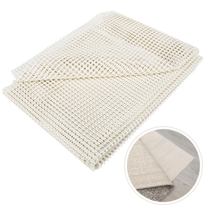 Antiderapant Pentru Covor, Elsimone, Material: Cauciuc, Rezistenta La Deformare, Forma Moderna, Se Potriveste In Orice Incapere, Alb, 100 x 220