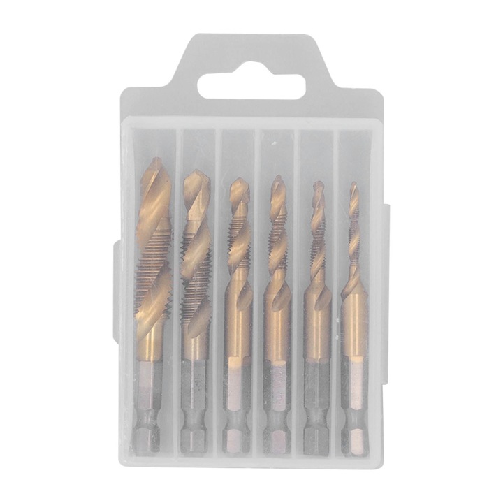 Set 6 burghie cu filet Enforose, din otel rapid, rezistenta la uzura, dimensiuni M3-M10