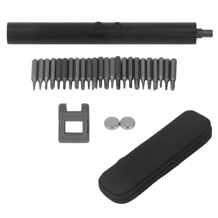 Jormftte elektromos csavarhúzó készlet, 24 db S2 ötvözött acél bit, állítható sebesség, fekete