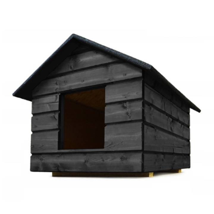 Casa pentru caini si pisici QLS cu perdea, izolata, rezistenta la iarna pentru exterior marimea M heban 50x45x52cm