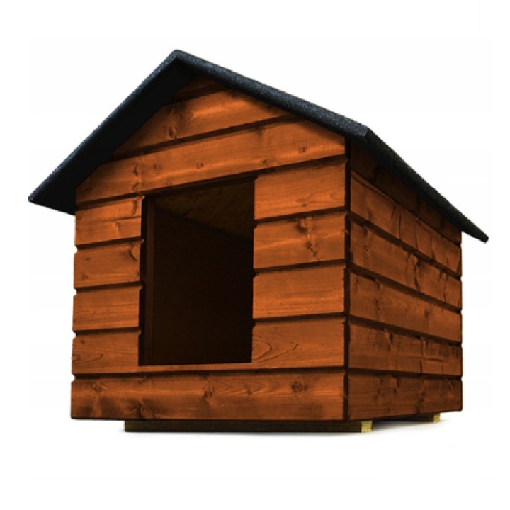 Casa pentru caini si pisici QLS cu perdea, izolata, rezistenta la iarna pentru exterior marimea M tec 50x45x52cm