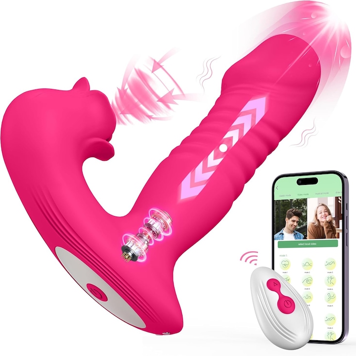 Вибратор, Miaoling, секс играчка, контролиран от приложение, стимулатор на клитора на G-точката, 9 режима на засмукване и вибрация, Водоустойчив, Розов