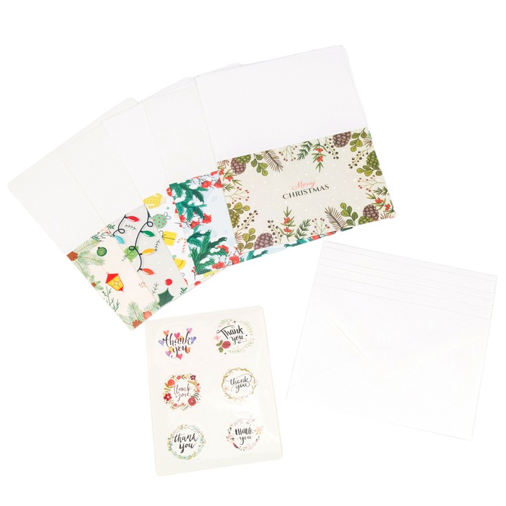 Set 6 felicitari de Craciun cu plic si stickere aleatorii - model 4, Createur