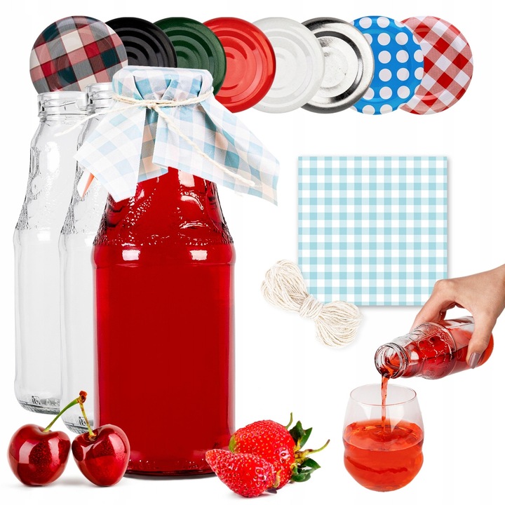 Set Sticle, SuperButelki, cu capac, 330 ml, 2.8 kg, pentru suc, cu o gluga albastru, 10 buc