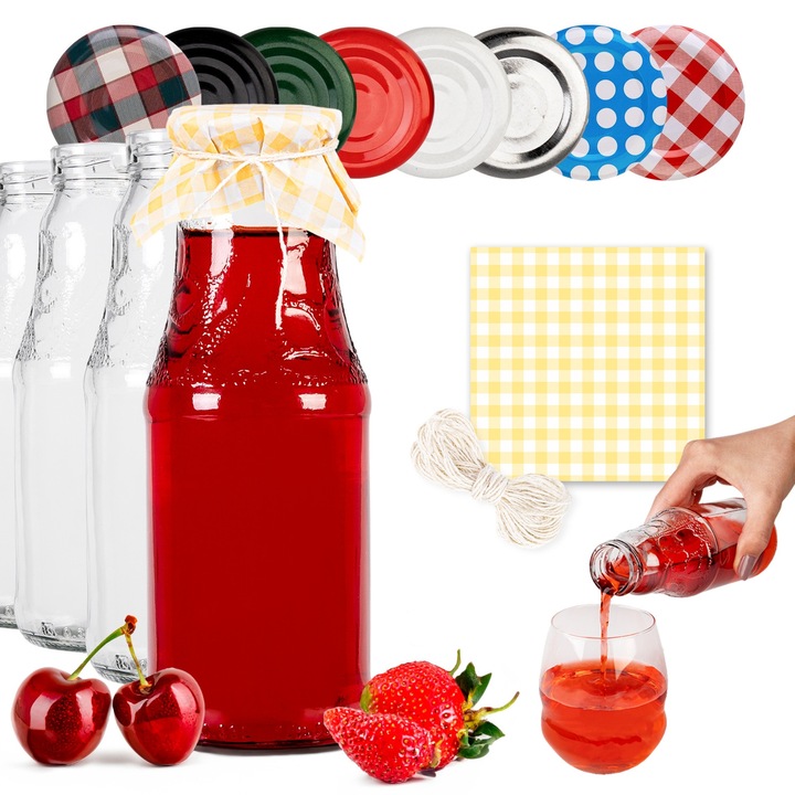 Set Sticle, SuperButelki, 330 ml, 14 kg, pentru suc, cu o gluga galben, 50 buc