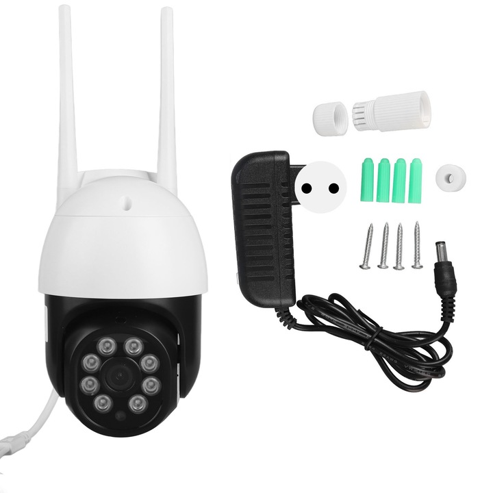 Camera de supraveghere wireless Jormftte, 2MP, viziune nocturnă color, detectie miscare, interior, Wi-Fi
