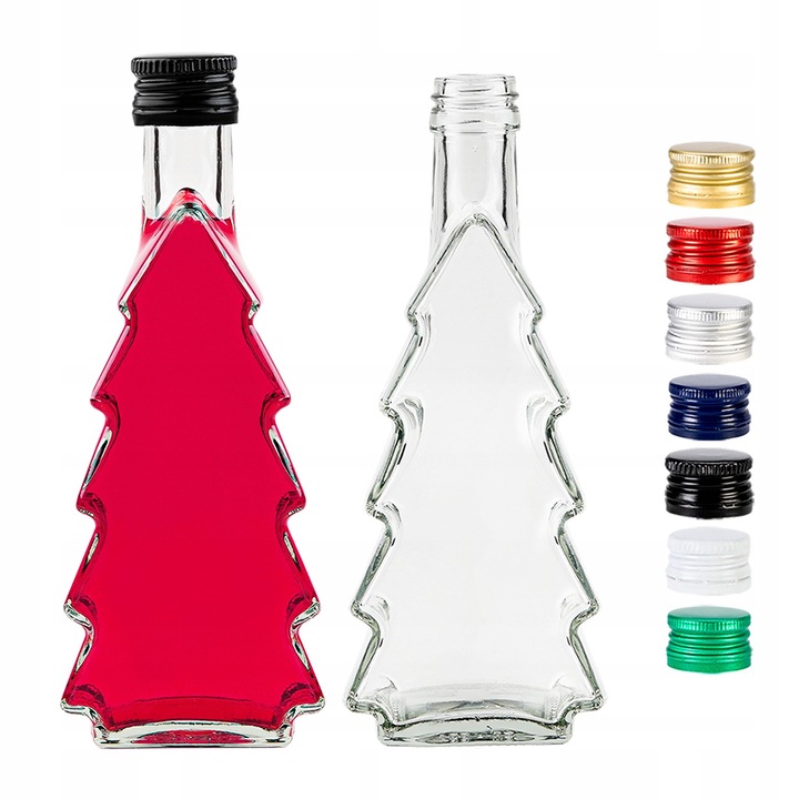 Sticla din Sticla, SuperButelki, Model Brad, 250 ml, Decorativa pentru Tincturi si Sucuri, Idee Cadou de Craciun, Sticla Decorativa de Calitate, Design Deosebit, Sigura pentru Alimente, Transparent