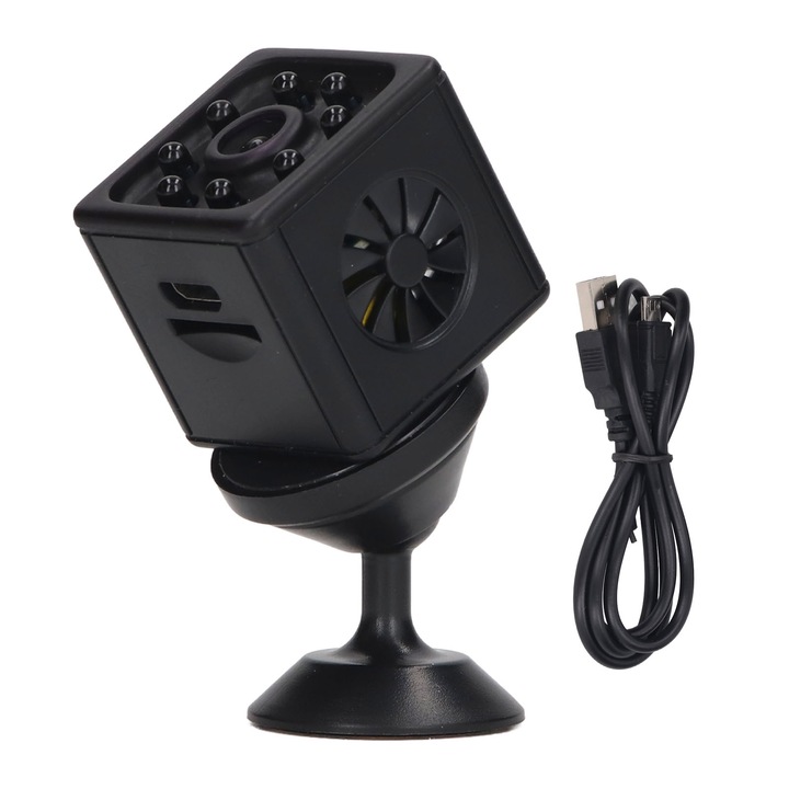 Camera de supraveghere mini, Jormftte, 1280x720, neagra, 22x22x22mm