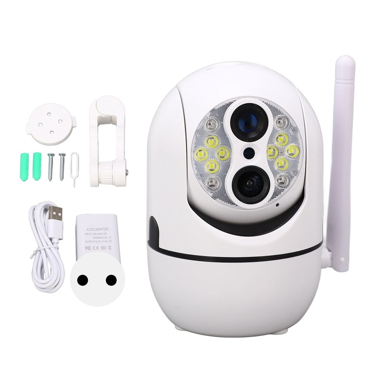 Camera de supraveghere Jormftte, 2MP, 1080P, Wi-Fi, nocturna color, alimentare solara, IP66