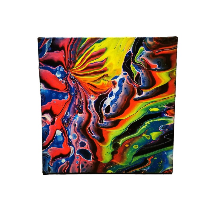 Tablou pictat manual, Cosmos, Abstract, Multicolor, 40 x 40 CM