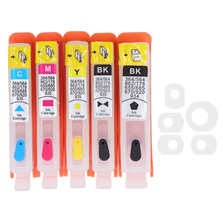 Cartuse imprimanta inkjet Jormftte, set 6 culori, dimensiune standard, material PP