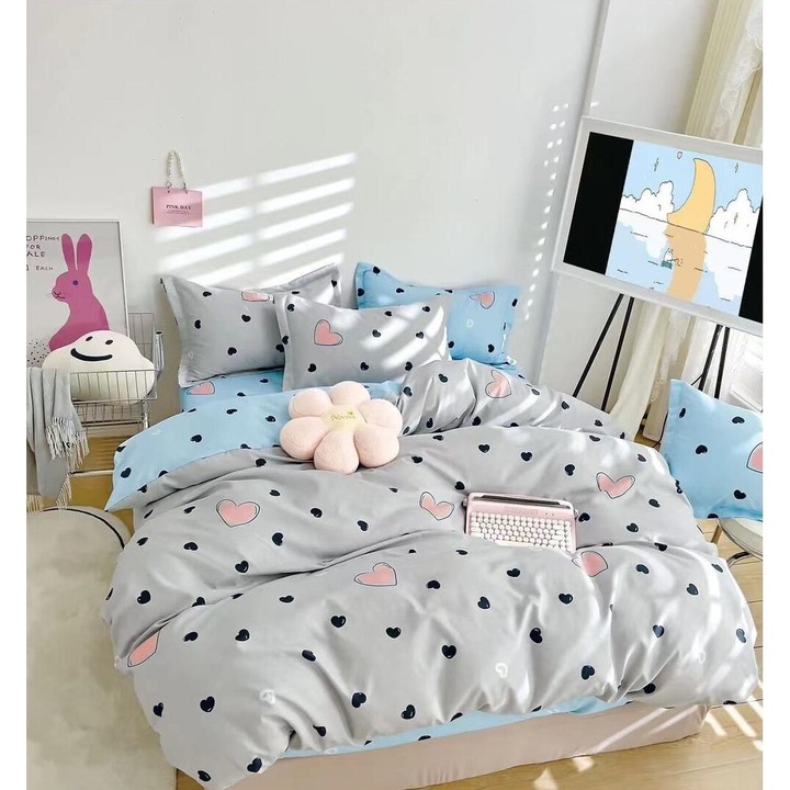 Set Lenjerie de pat 6 piese Finet Gros, bumbac, 2 fete, pucioasa, Melek41