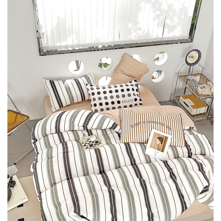 Set Lenjerie de pat 6 piese Finet Gros, bumbac, 2 fete, pucioasa, Melek45