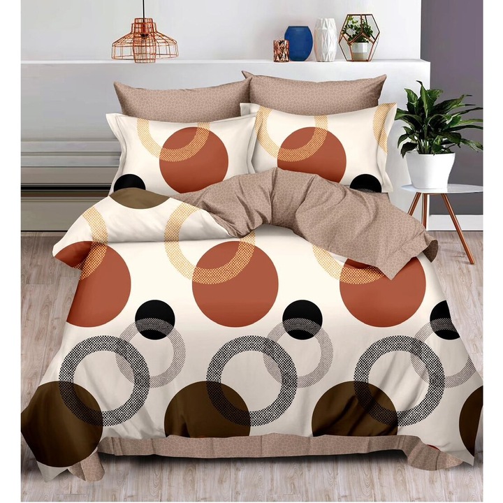 Set Lenjerie de pat 6 piese Finet Gros, bumbac, 2 fete, pucioasa, Melek53