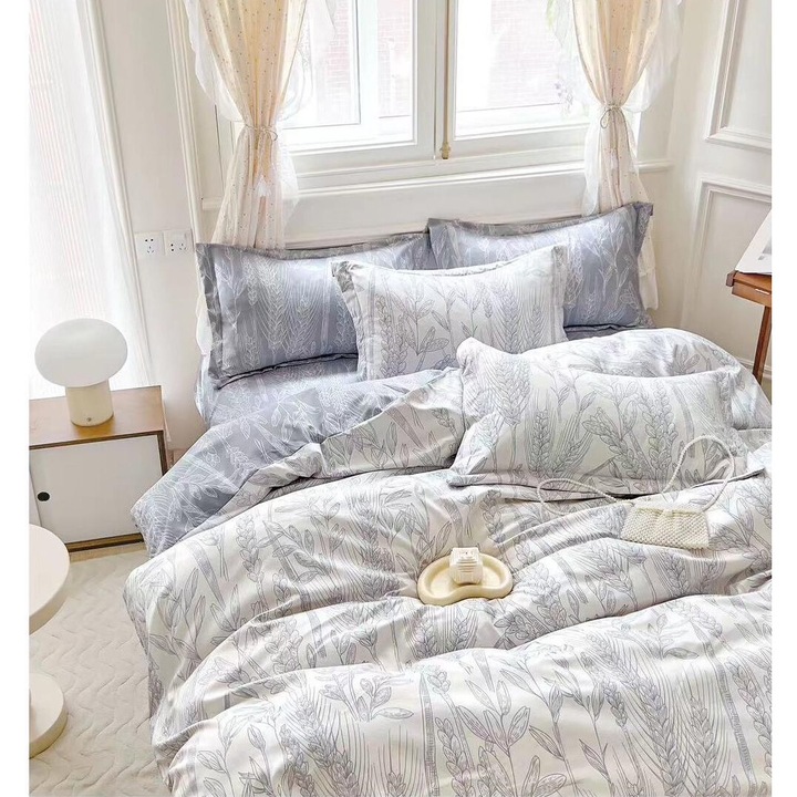 Set Lenjerie de pat 6 piese Finet Gros, bumbac, 2 fete, pucioasa, Melek60