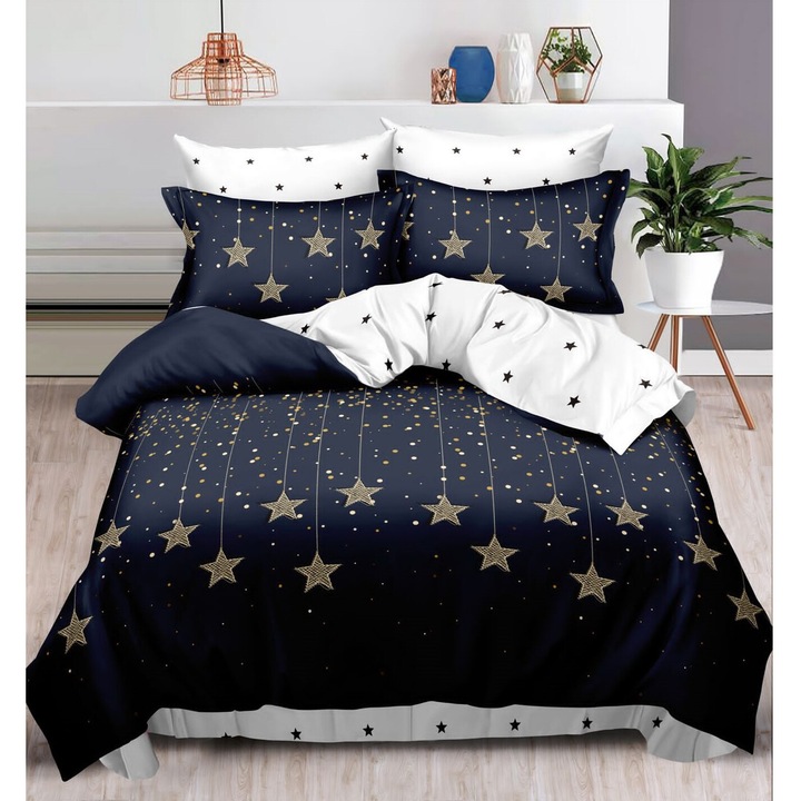 Set Lenjerie de pat 6 piese Finet Gros, bumbac, 2 fete, pucioasa, Melek69