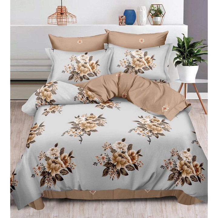 Set Lenjerie de pat 6 piese Finet Gros, bumbac, 2 fete, pucioasa, Melek76