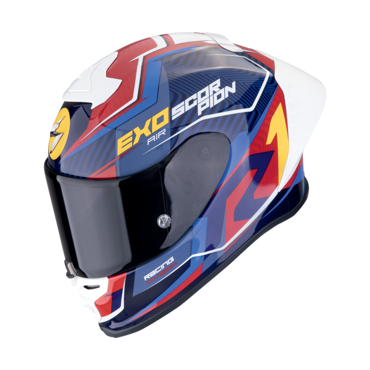 Casca moto SCORPION EXO-R1 EVO II AIR Coup Blue Red Yellow, include viziera fumurie, marime S