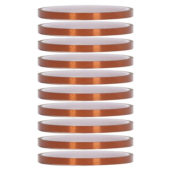 10 bucati banda adeziva de inalta temperatura, maro inchis, izolata, din folie de poliimida, pentru transformator, 5 mm