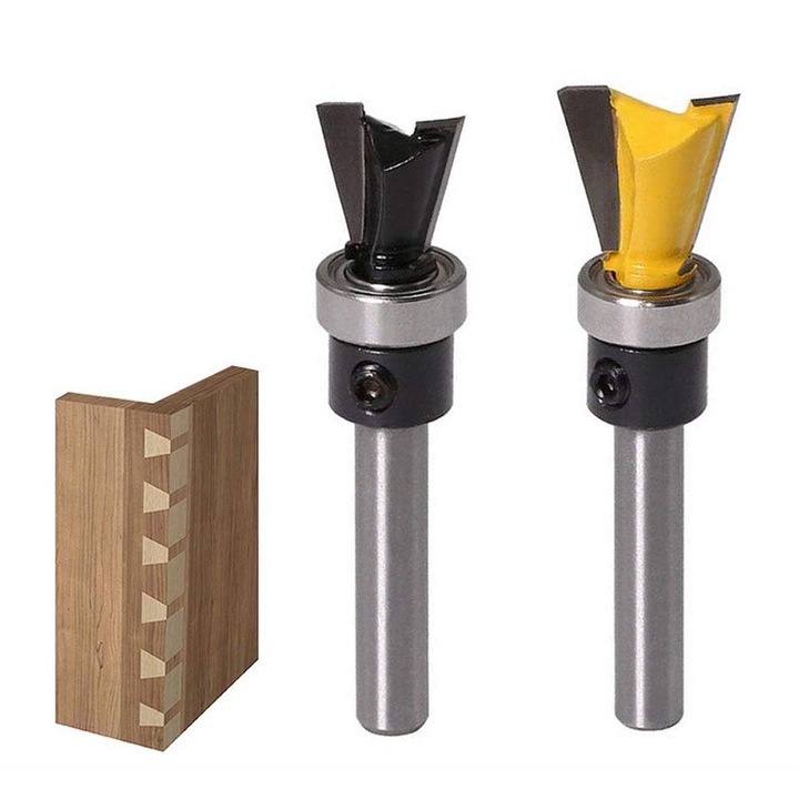 Set 2 Piese Bituti Dovetail 1/4 Inch, Yakumuz, Negru si Galben, 1/2'' si 5/8''