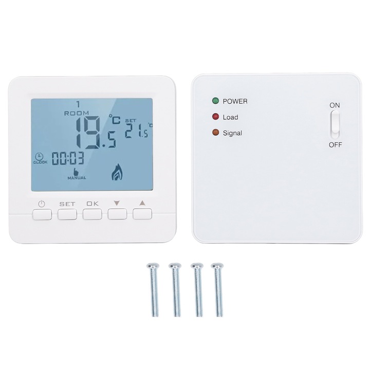 Termostat programabil RF wireless inteligent ignifug controler electric de temperatura pentru incalzire AC230V