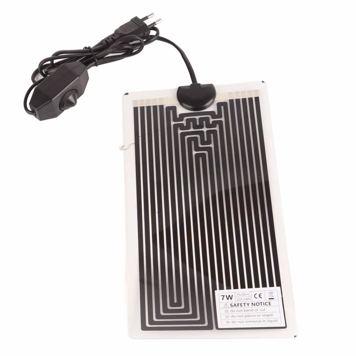 Perna de incalzire pentru reptile, Enforose, 15x28cm, 7W, impermeabila, instalare usoara