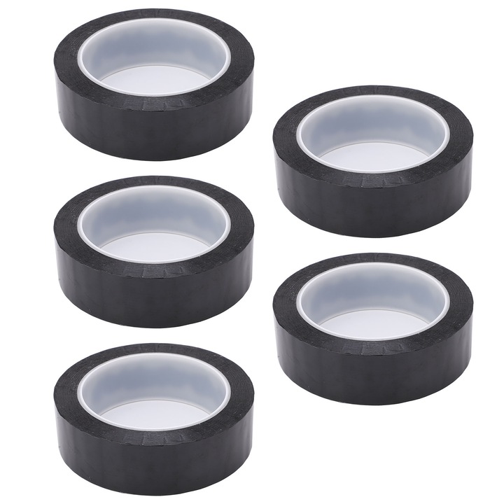 5 bucati banda de film din poliester, neagra, rezistenta la temperaturi inalte, izolatie buna, banda electrica ignifuga