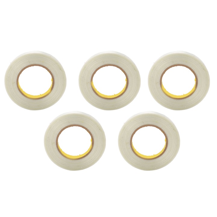 5 bucati banda de banda cu filament din fibra de sticla transparenta, rezistenta la tractiune, pentru etansarea ambalajului