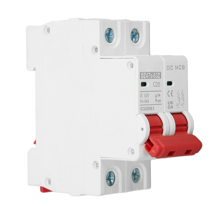 DC megszakító, Túlterhelésvédelem, Mágneses rendszer, PV megszakító 500V 25A 2P