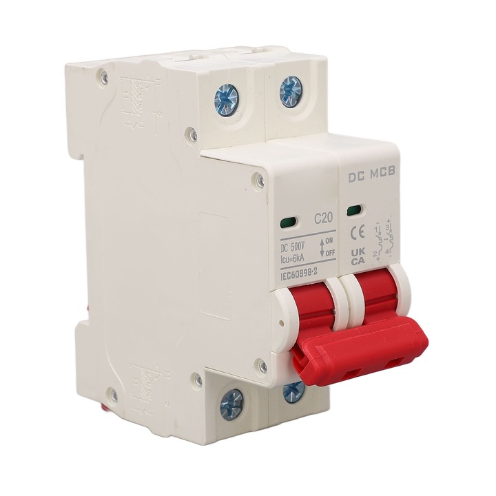 Intrerupator mic 2P 6000A, Capacitate de rupere, Constructie modular,a Mini intrerupator DC DC500V 20A