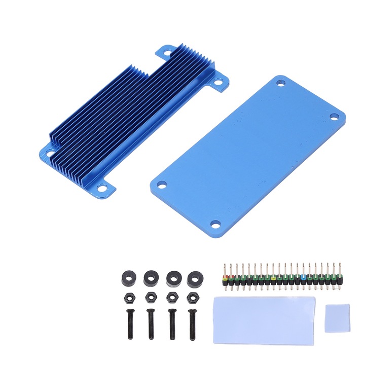 Carcasa de protectie Carcasa de racire rapida Accesoriu pentru Raspberry Pi Zero 2W Carcasa albastra Antet colorat