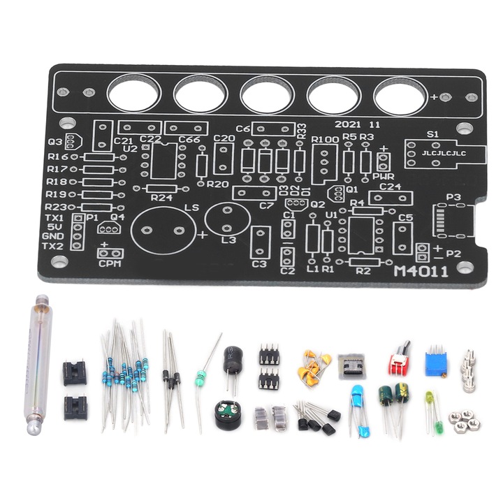 Kit de piese pentru contor Geiger DIY Modul detector de radiatii nucleare Instrument neasamblat Negru