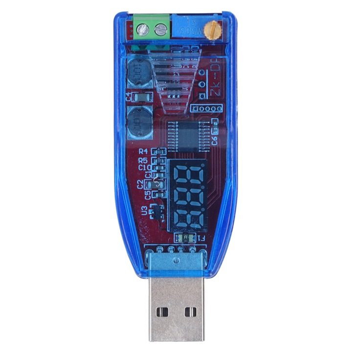 USB захранващ модул, регулируем, 5V до 3V/9V/12V/24V, с потенциометър, 3W