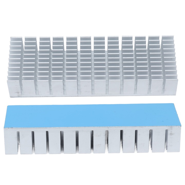 2 bucati modul radiator din aluminiu, radiator cu fante, placa de radiator pentru racire CPU 120mmx40mmx20mm cu adeziv