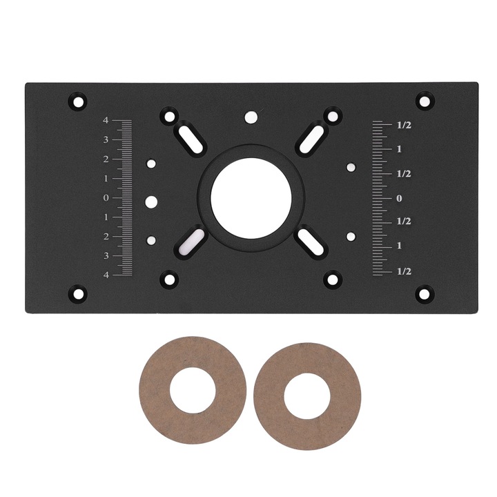 Placa de insertie pentru masa de frezare Enforose, aluminiu, rosie si neagra, set cu inele de insertie