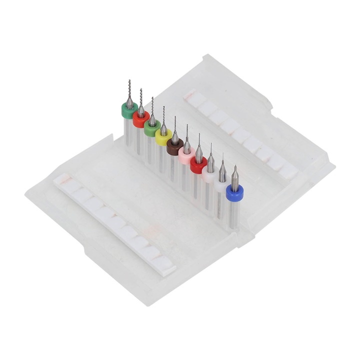 Set 10 burghie spiralate, Enforose, din otel tungsten, rezistenta mare la abraziune, 1/8in, cutie de depozitare