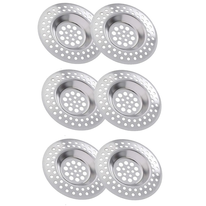 Set 6 site chiuveta, WELUOT, otel inoxidabil, argintiu, 7.5x7.5cm