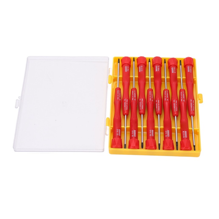 Jormftte precíziós csavarhúzó készlet, 10 db, króm-vanádium acél, mágneses, ergonomikus