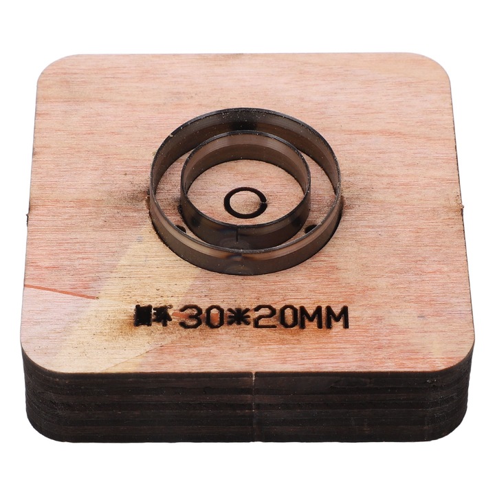 Kerek vágósablon, Enforose, ötvözött acélból és fa alappal, 30x20mm