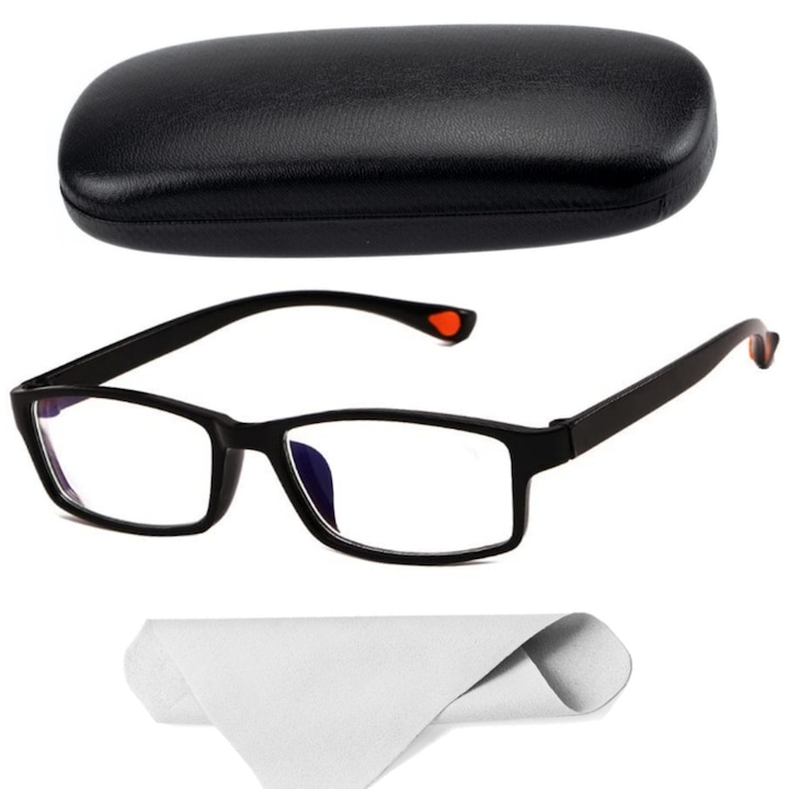 Ochelari Protectie Calculator, Ecran Telefon, Televizor, Gaming, dioptrie+1.00, anti Lumina Albastra, Antireflex, cu Toc si panza, unisex, Vanaxalife®, Negru